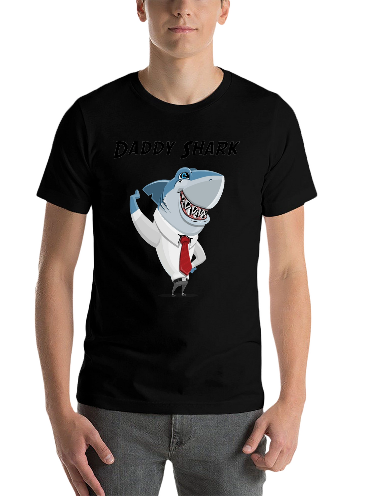 Daddy Shark Graphic Tee - Black Cotton Blend
