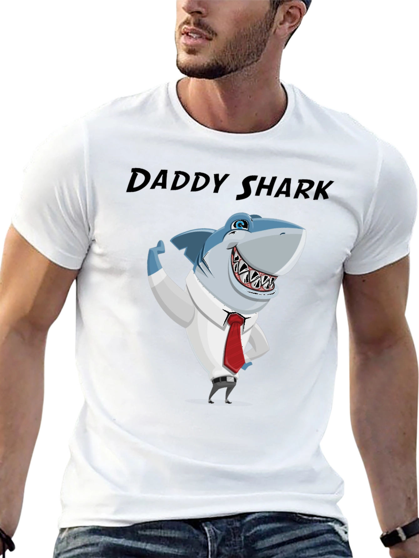 Daddy Shark Graphic Tee - Black Cotton Blend