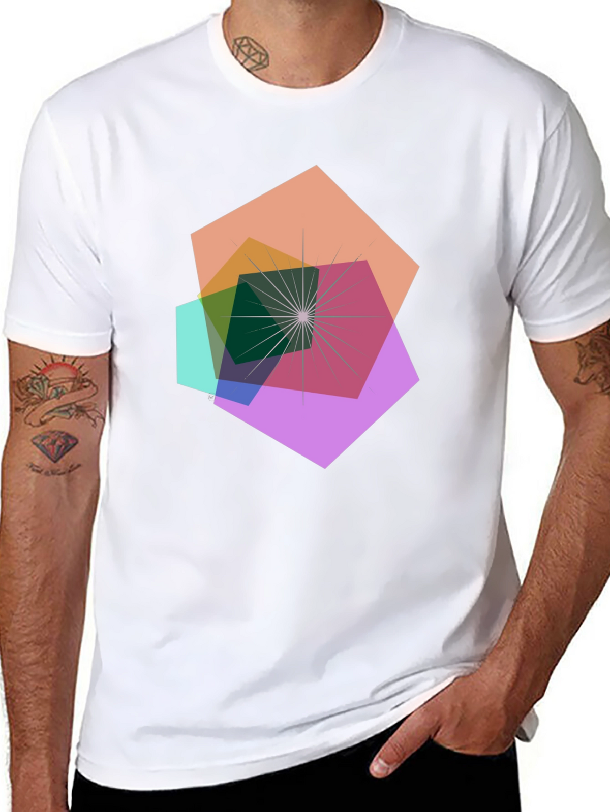 Geometric Abstract Design Black T-Shirt
