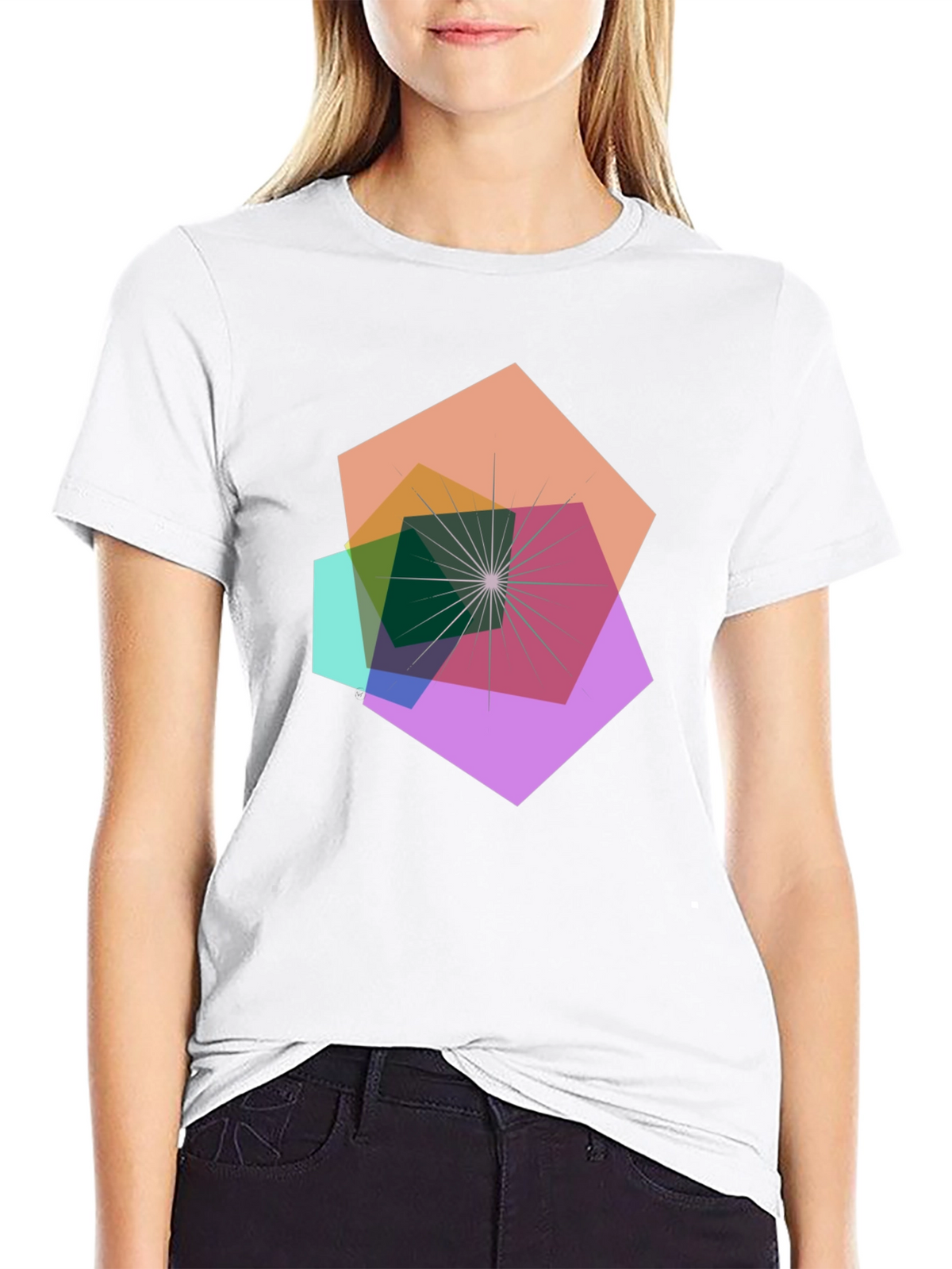 Geometric Abstract Design Black T-Shirt