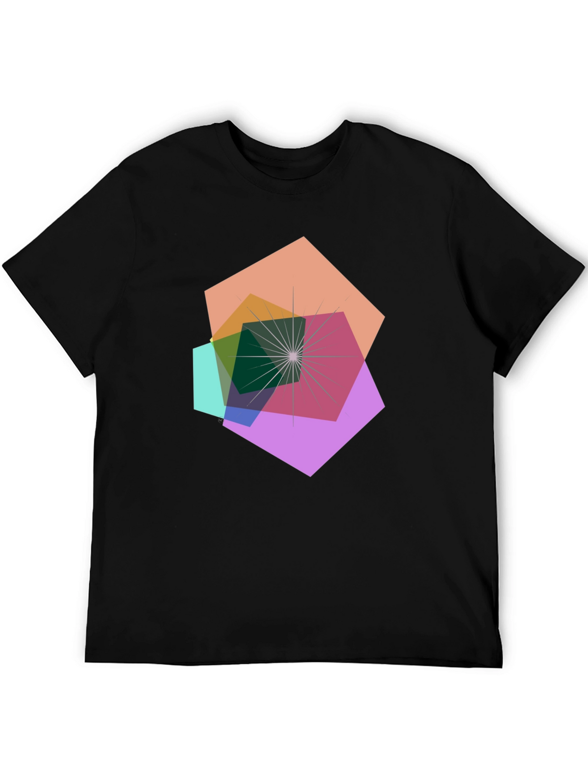 Geometric Abstract Design Black T-Shirt