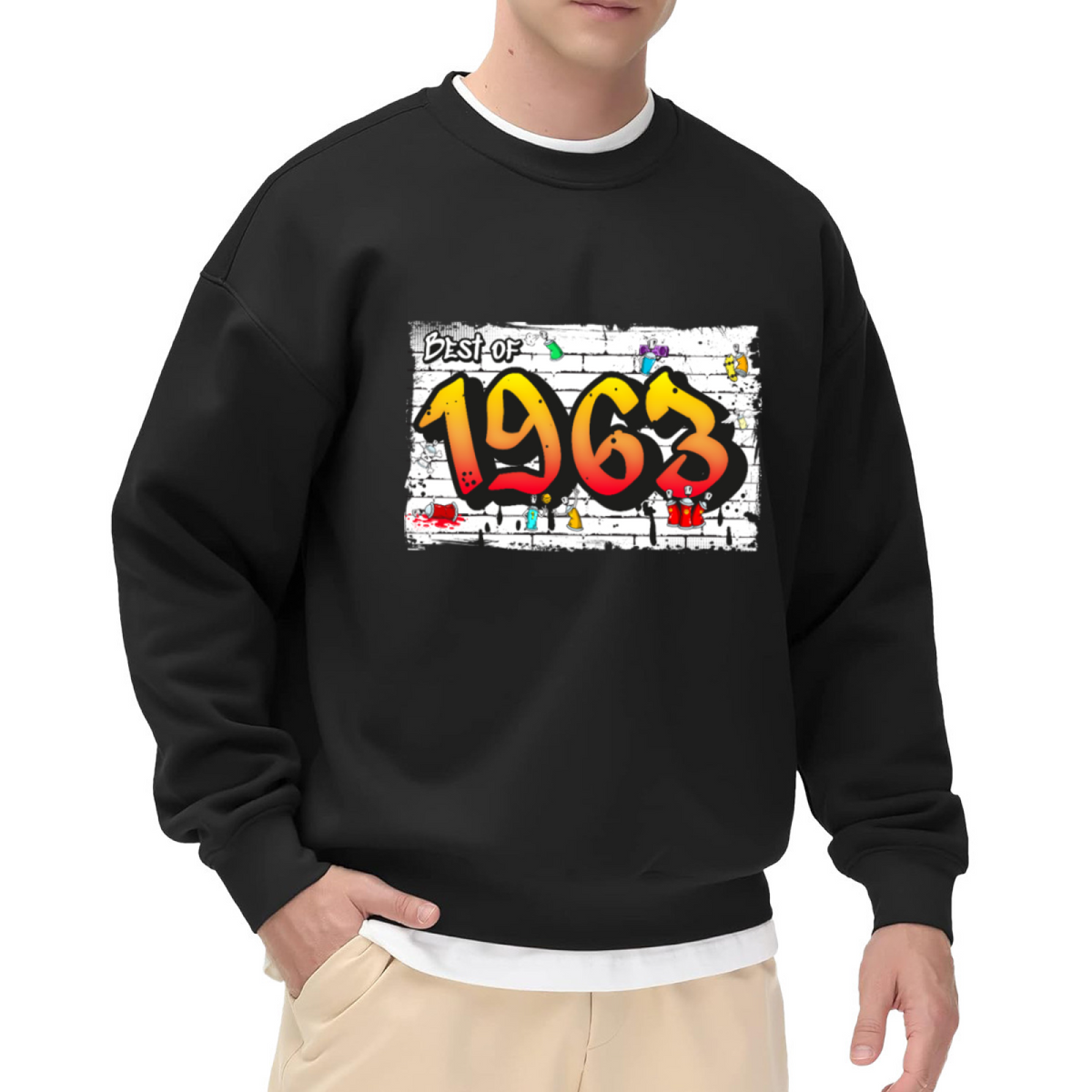 Best Of 1963 Graffiti Retro Crewneck Sweatshirt - Vintage 60s Nostalgia Birthday Gift Sweatshirt