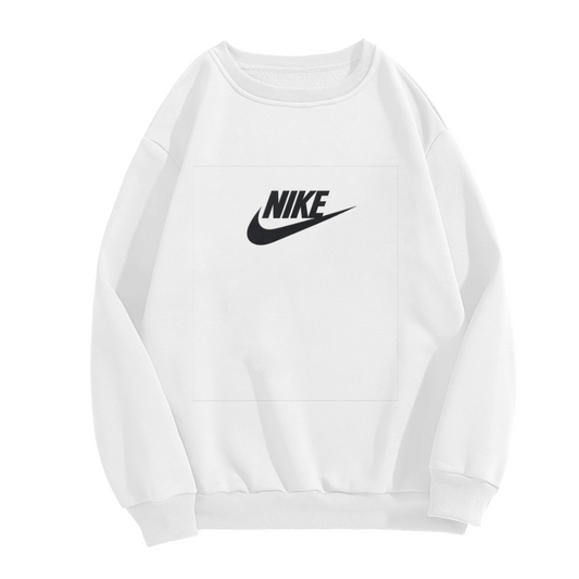 Minimal Classic Swoosh Logo White Crewneck Sweatshirt