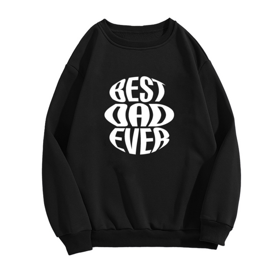 Stylish Crewneck Sweatshirt with Eye-Catching EST AD EVER Distorted Retro Text Print for Casual Outfits