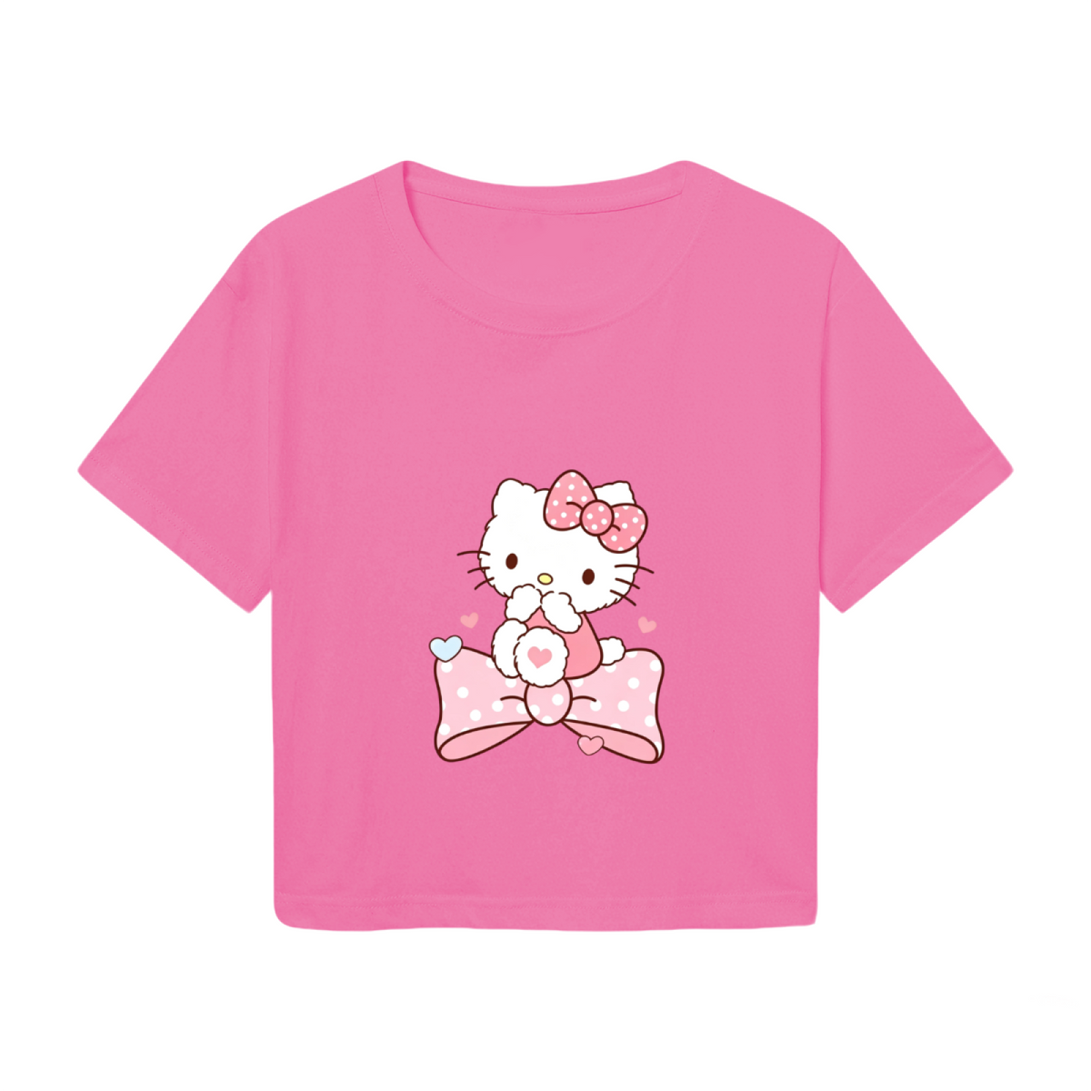 Dreamy Big Bow Hello Kitty Heart?Filled Pink Crop Tee