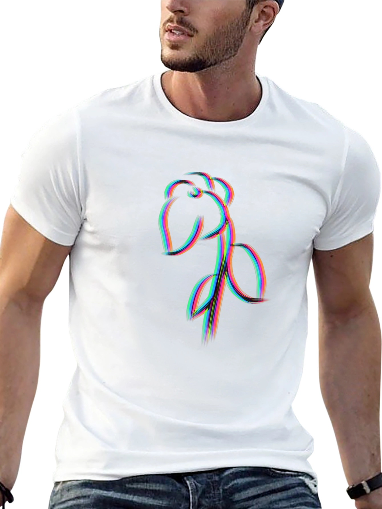 Abstract Floral Line Art Graphic Black Tee