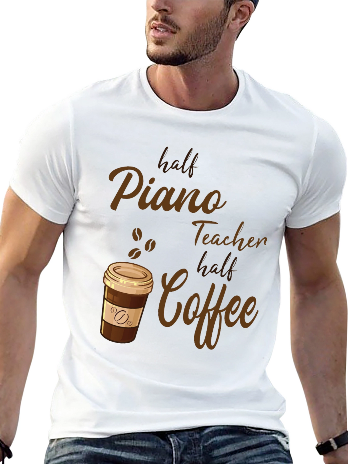 Half Piano Teacher Half Coffee Graphic Tee