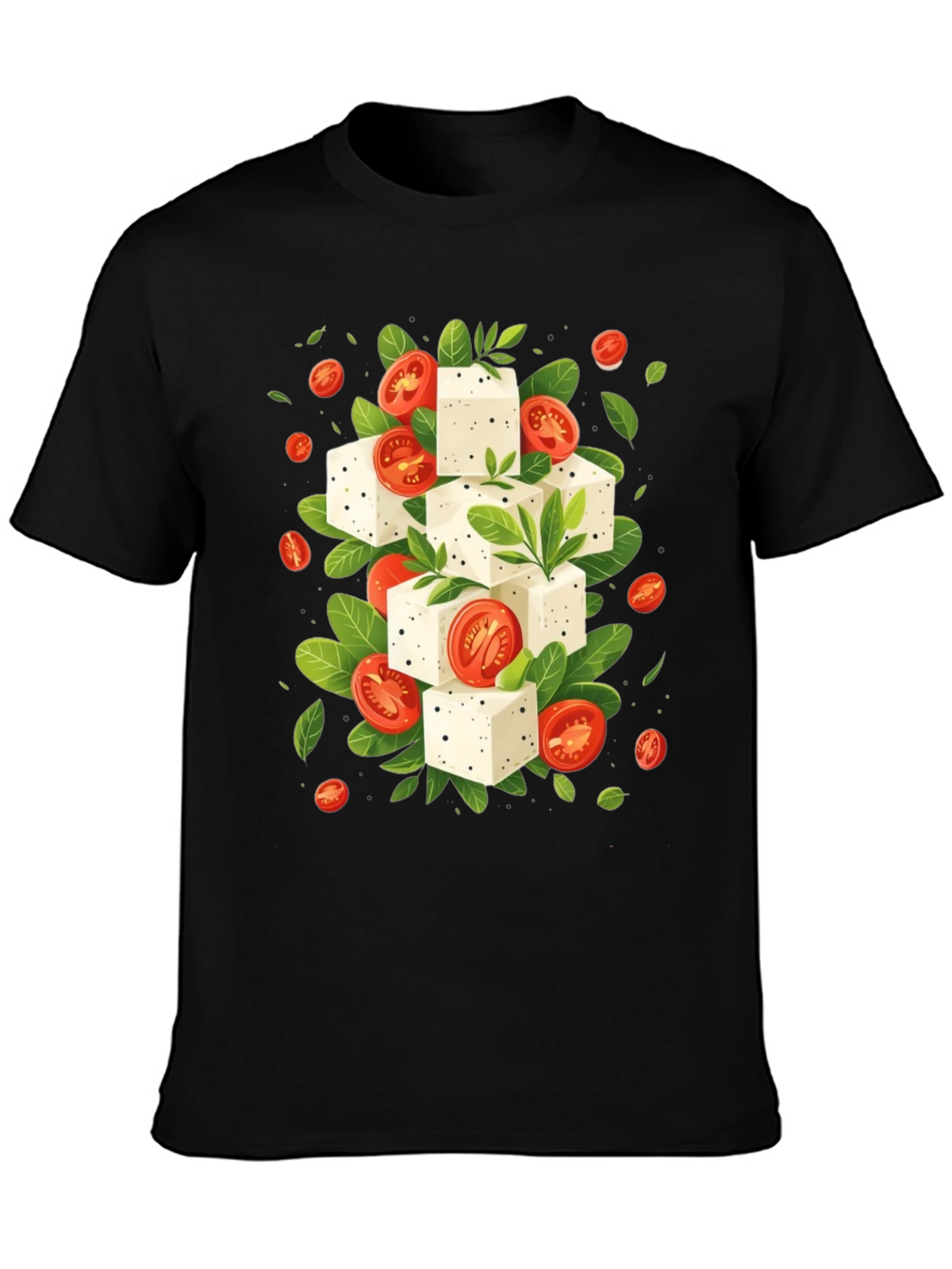 Feta & Tomato T-Shirt - Black Cotton Tee