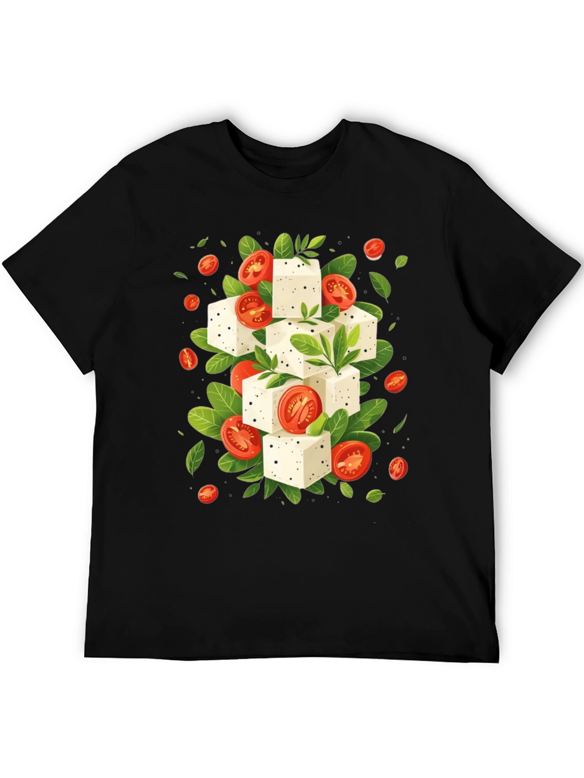 Feta & Tomato T-Shirt - Black Cotton Tee