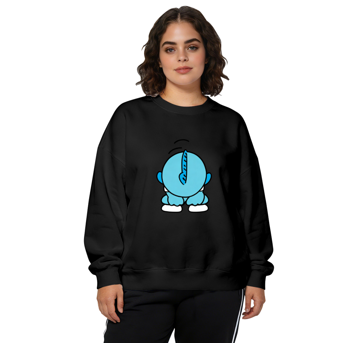 Funny Back?View Blue Smurf Playful Crewneck Sweatshirt