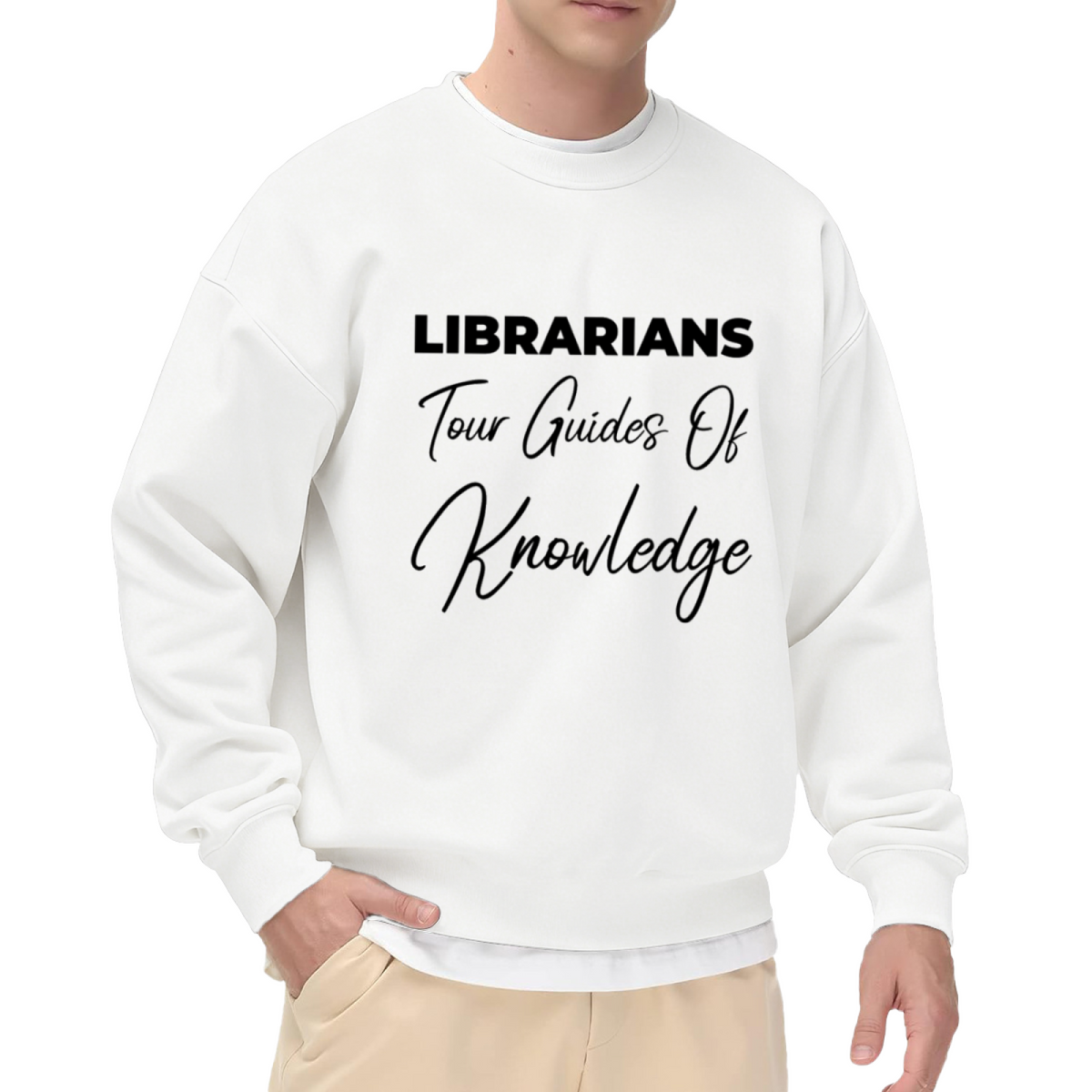 Librarians Tour Guides Of Knowledge Sweatshirt | Library Lover Quote Graphic Crewneck, Bookish Pullover Top, Appreciation Gift for Librarians Teachers