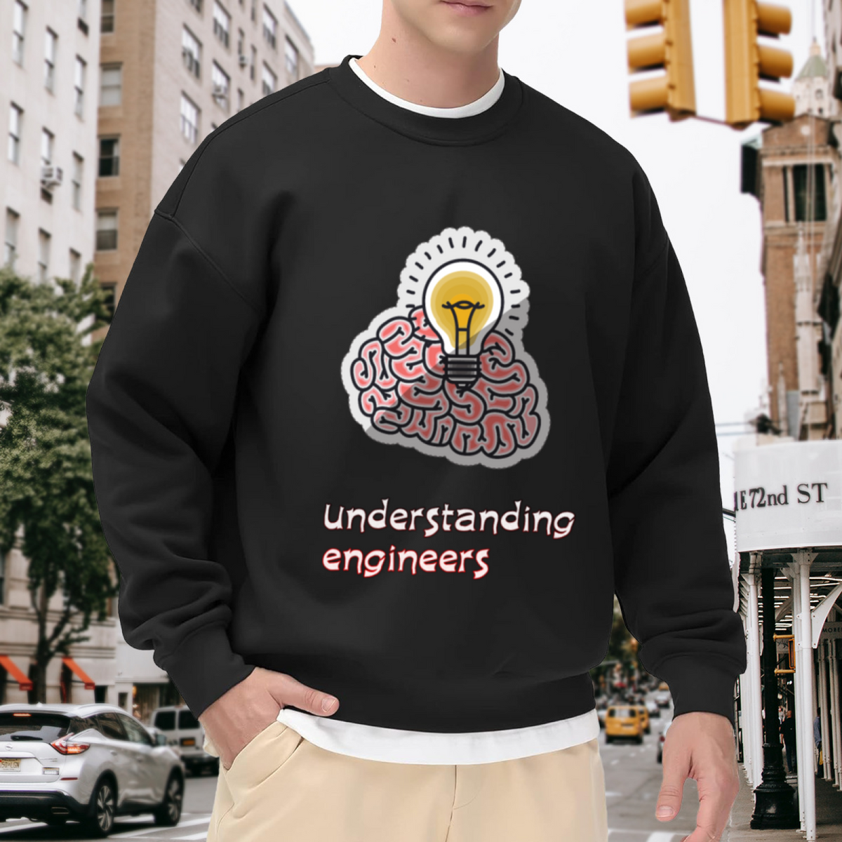 Understanding Engineers Sweatshirt | Brain Lightbulb Graphic Crewneck, Engineer Gift Pullover Top, Funny Tech Profession Present for Engineers