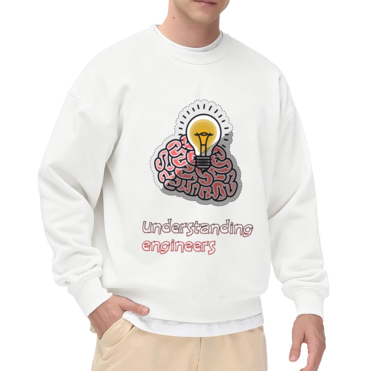 Understanding Engineers Sweatshirt | Brain Lightbulb Graphic Crewneck, Engineer Gift Pullover Top, Funny Tech Profession Present for Engineers