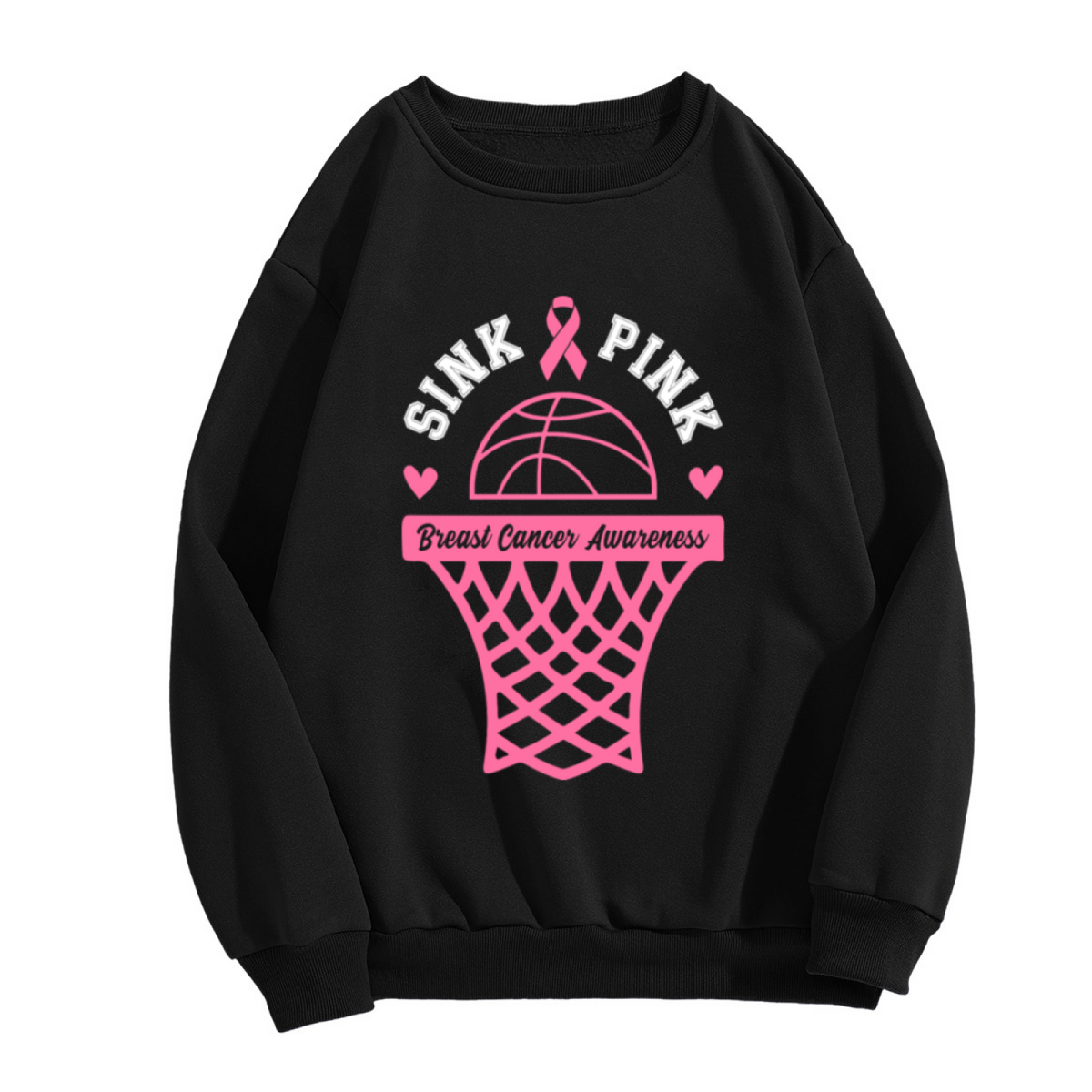 Sink Breast Cancer Awareness Crewneck Sweatshirt, Basketball Ribbon Pullover, Awareness Gift