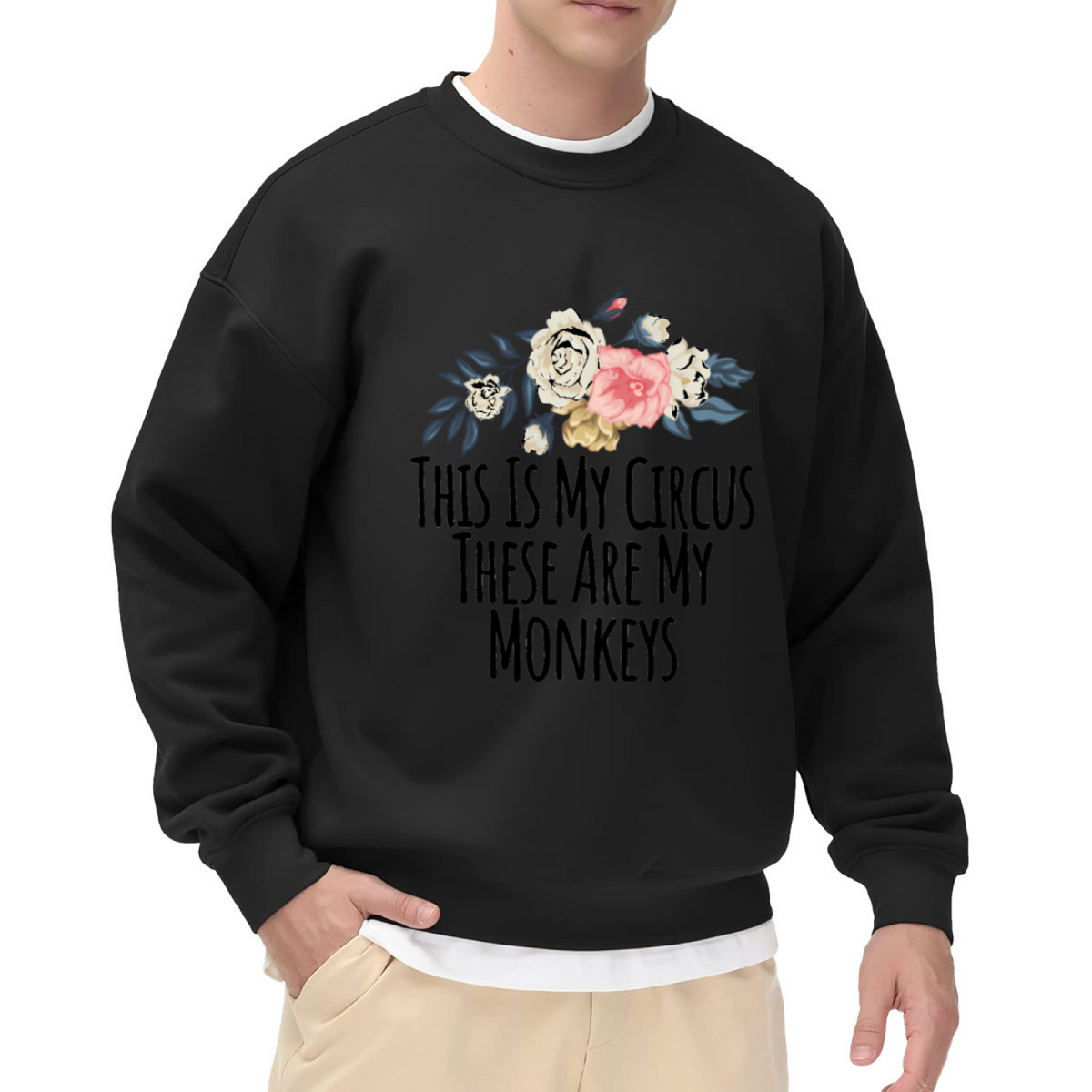 This Is My Circus These Are My Monkeys Crewneck Sweatshirt, Funny Mom Floral Pullover, Parenting Humor Gift