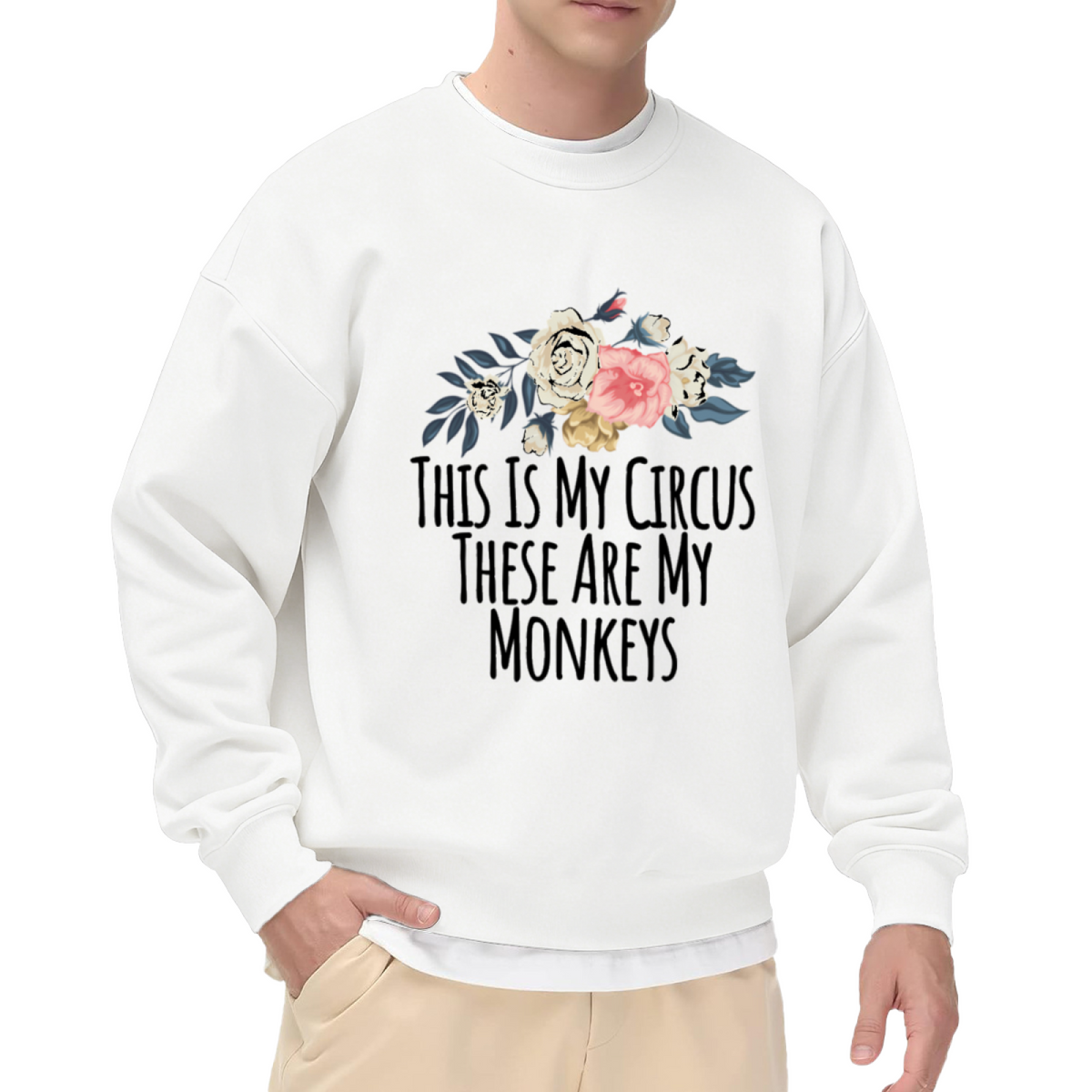 This Is My Circus These Are My Monkeys Crewneck Sweatshirt, Funny Mom Floral Pullover, Parenting Humor Gift