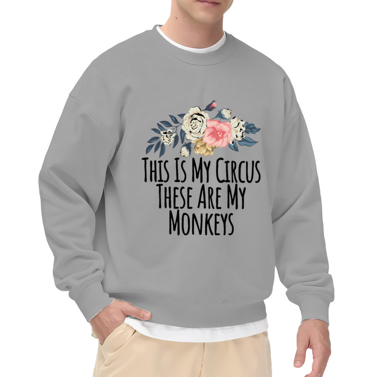 This Is My Circus These Are My Monkeys Crewneck Sweatshirt, Funny Mom Floral Pullover, Parenting Humor Gift