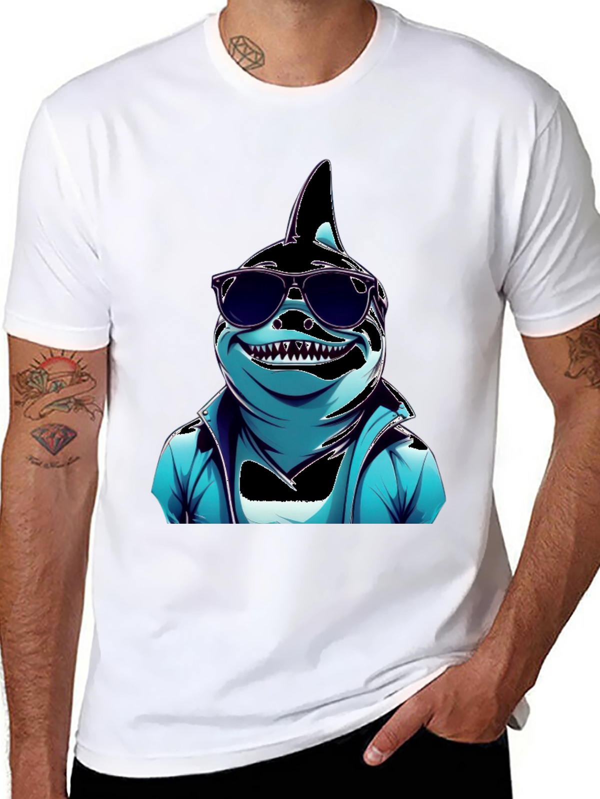 Cool Cartoon Shark Graphic Tee