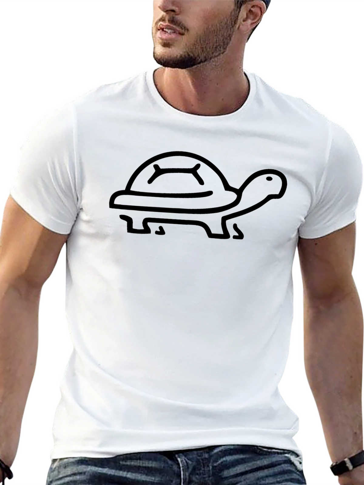 Turtle Graphic Tee - Black Cotton T-Shirt