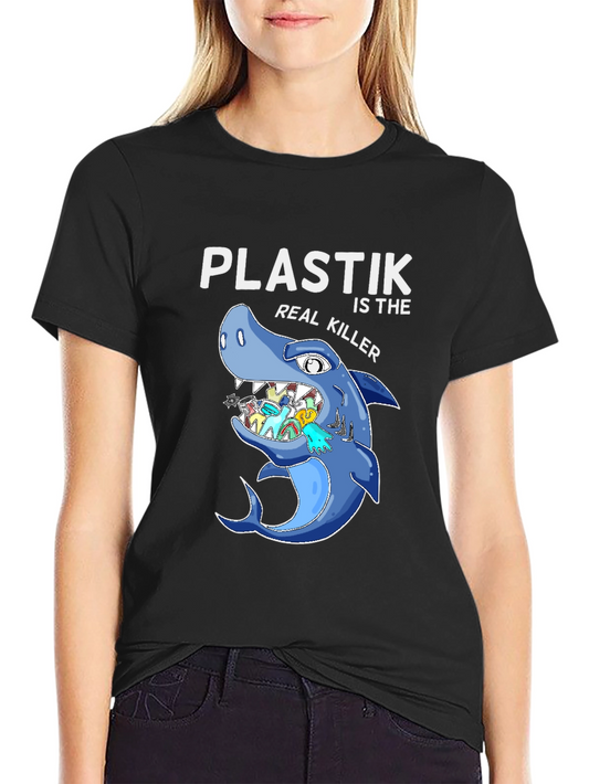 Plastic Killer Shark Graphic T-Shirt