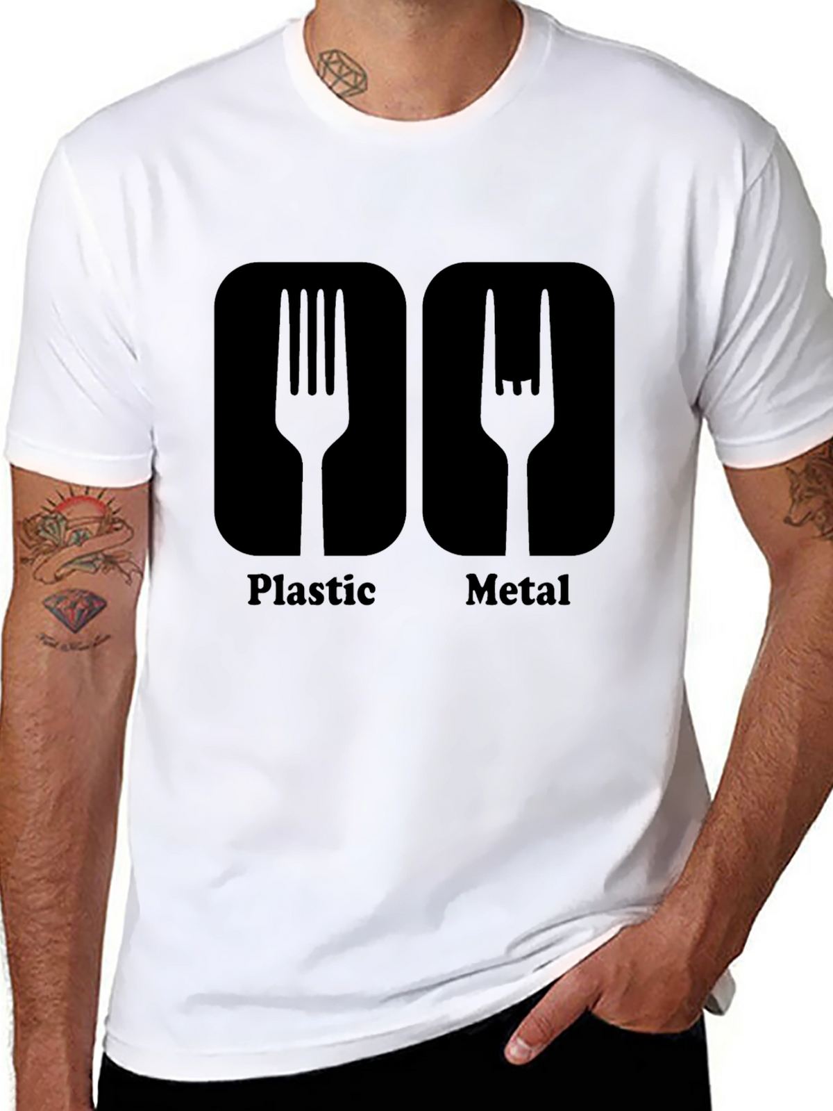 Plastic Metal Fork Graphic Tee - Black