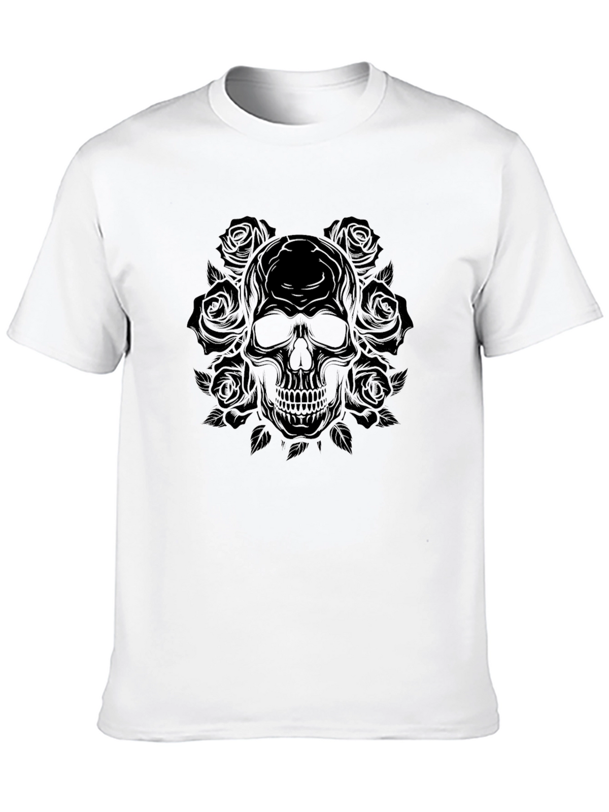 Skull & Roses Graphic Tee - Mens Black T-Shirt