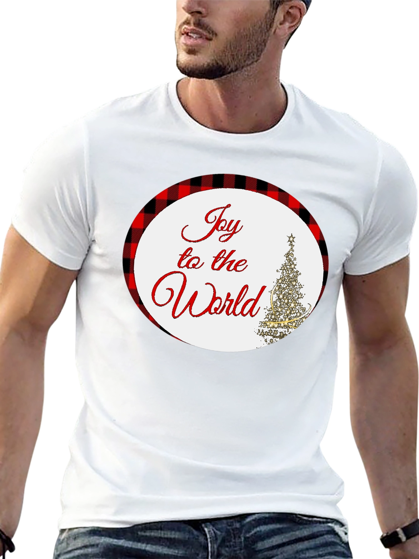 Joy To The World Plaid Holiday T-Shirt