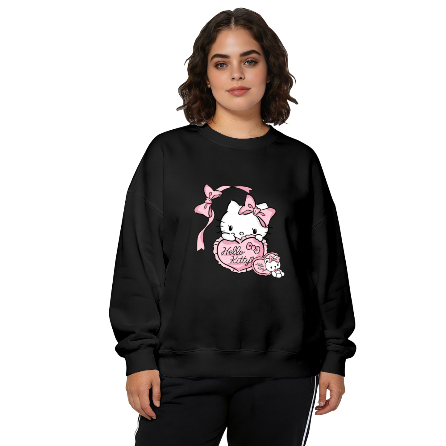 Coquette Heart Bow Hello Kitty Girly Crewneck Sweatshirt