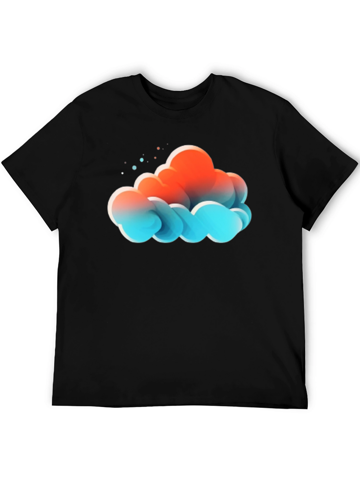 Abstract Cloud Graphic Print Black T-Shirt