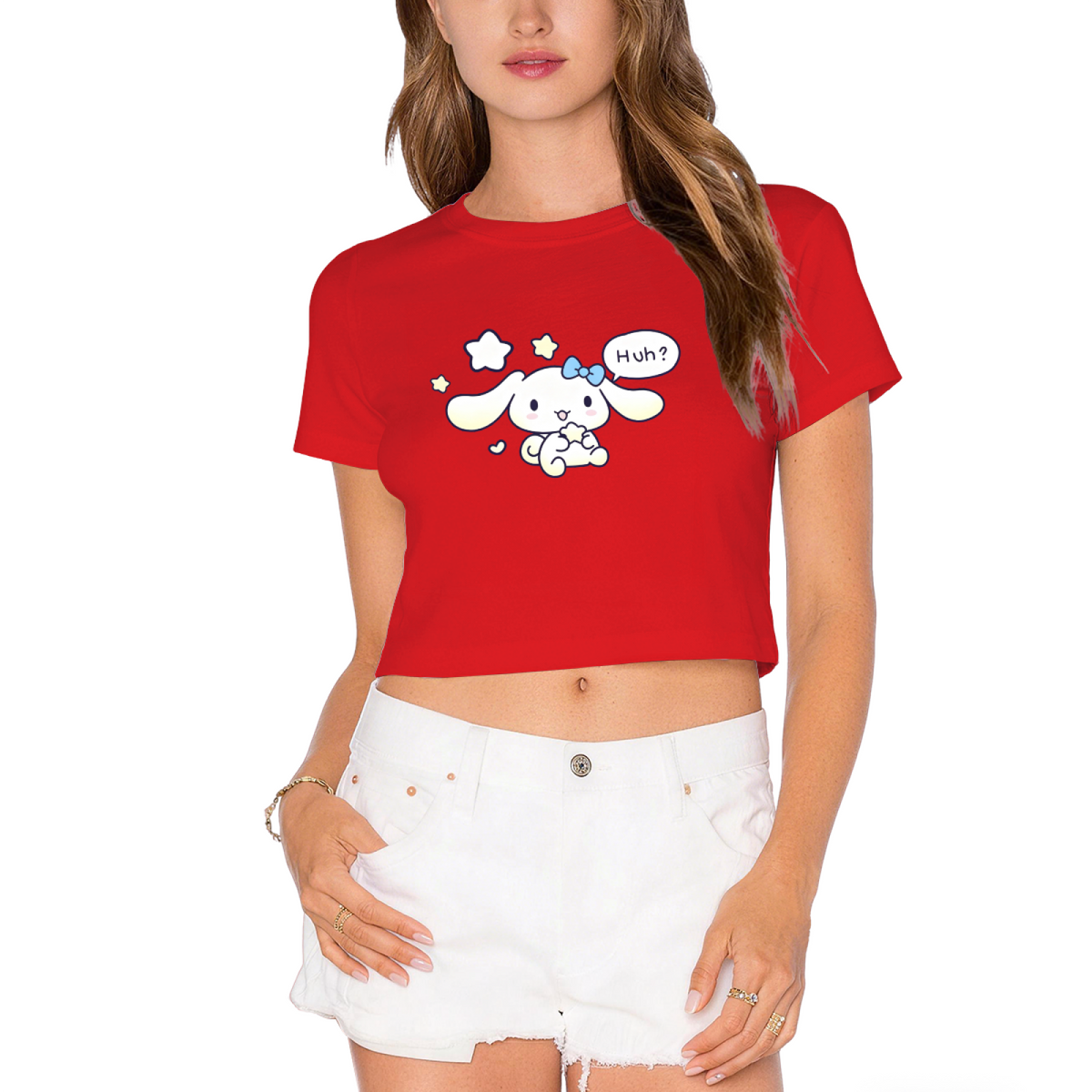 Vibrant Cute Cartoon Character Trend?Setting Women Cropped Tee