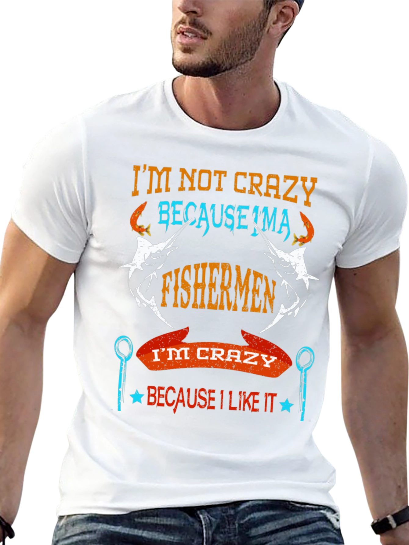 Fishermen Crazy Graphic Tee - Soft Cotton Black T-Shirt