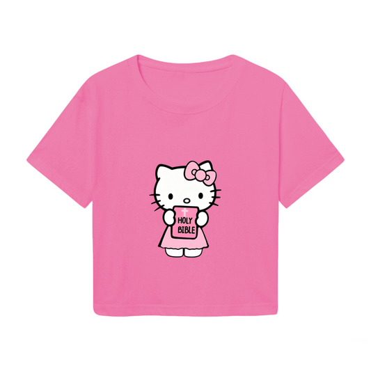 Holy Bible Hello Kitty Hot Pink Y2K Coquette Aesthetic Cropped Top