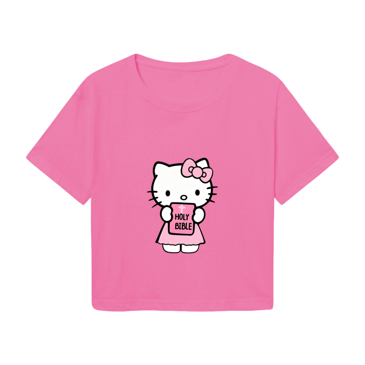 Holy Bible Hello Kitty Hot Pink Y2K Coquette Aesthetic Cropped Top