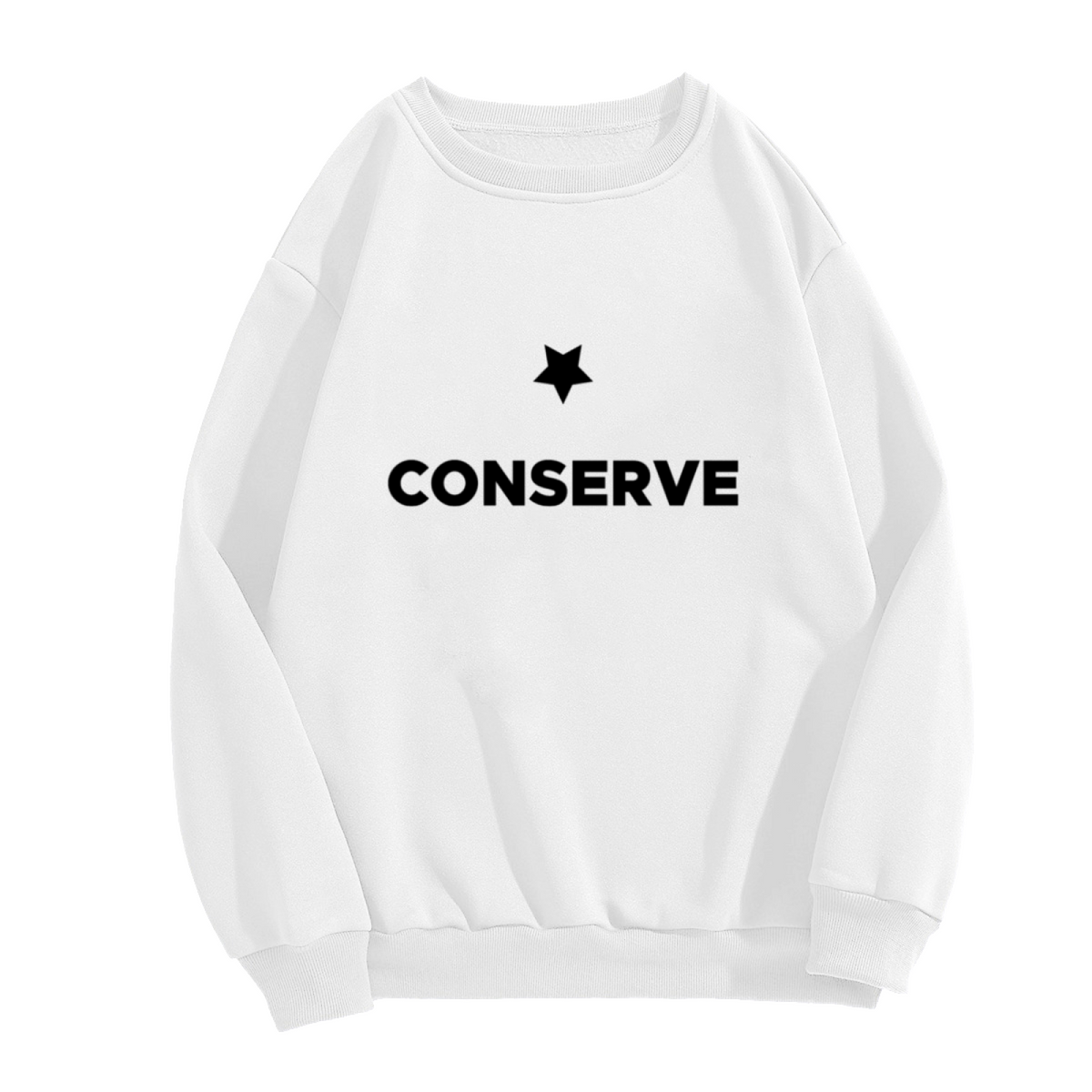 Conserve Star Crewneck Sweatshirt | Minimalist Eco Friendly Pullover, Bold Environmental Graphic Top, Earth Day Gift