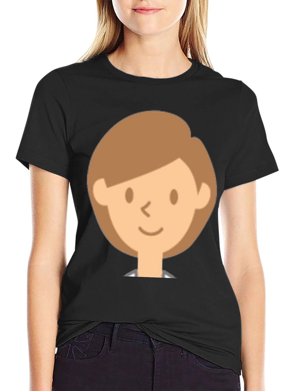 Smiling Face Graphic Black T-Shirt