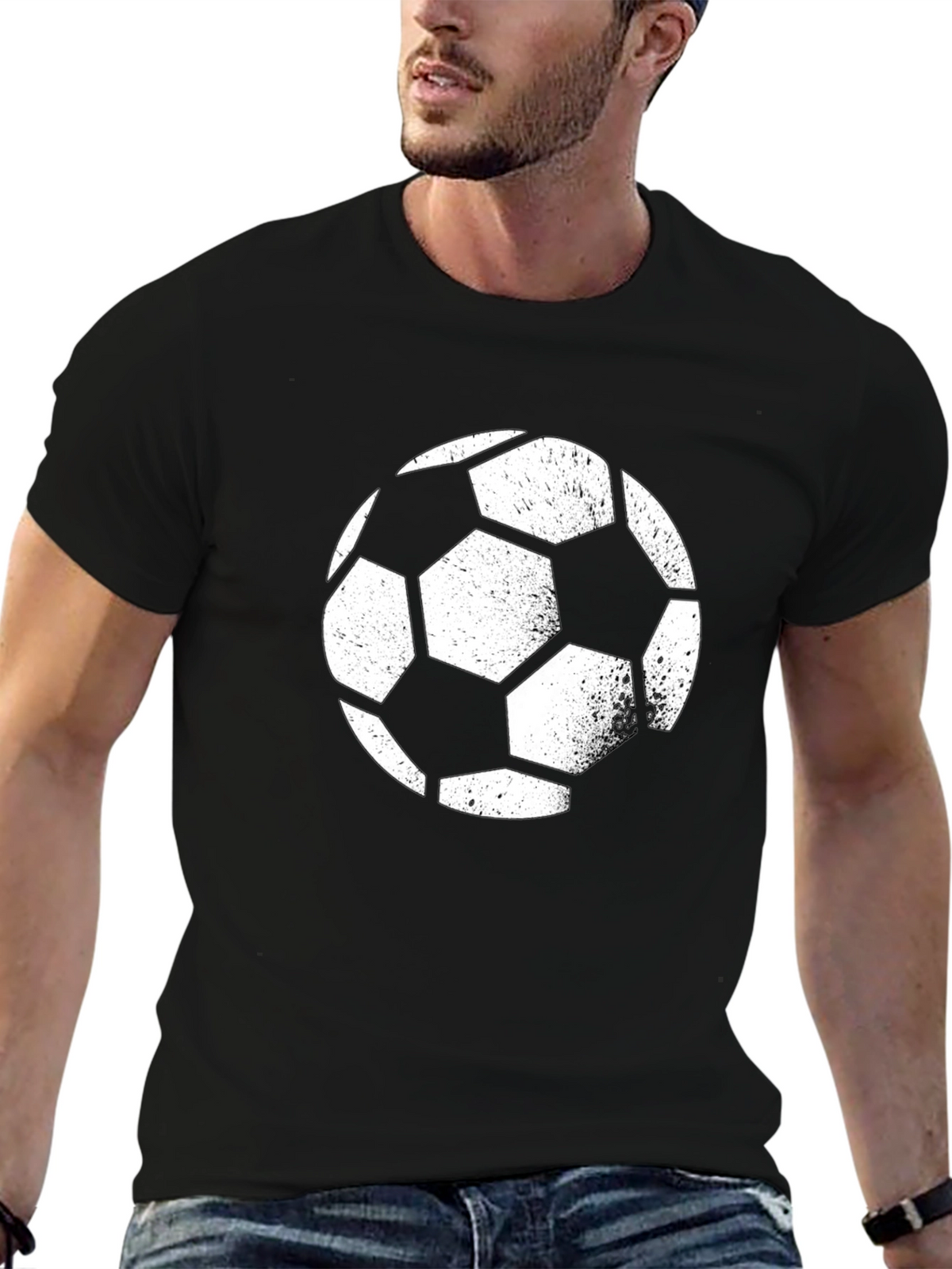 Soccer Ball Graphic Tee - Black Casual Shirt