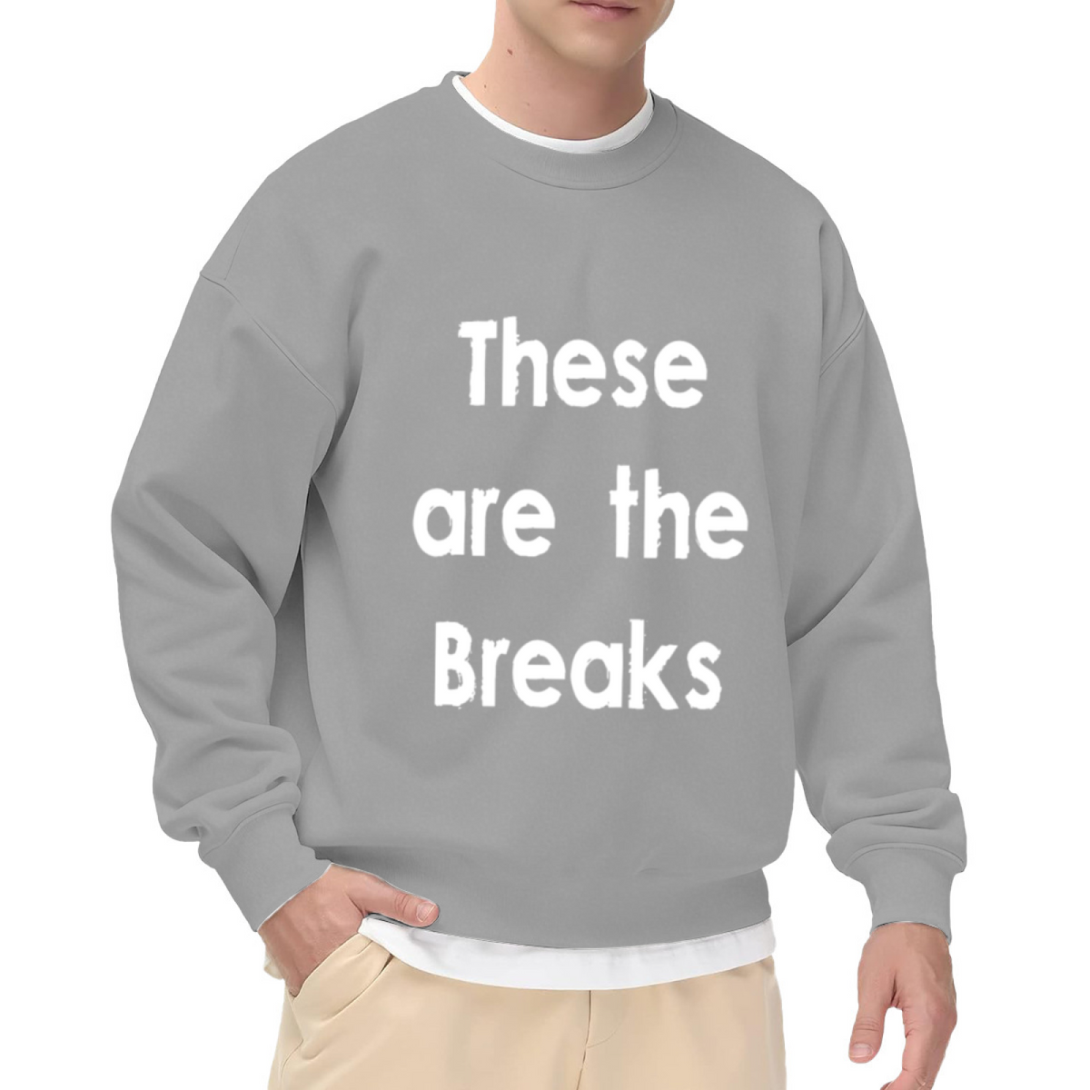 These Are The Breaks Sweatshirt | Vintage Distressed Quote Graphic Crewneck, Retro Hip Hop Pullover Top, Streetwear Gift for Men Women