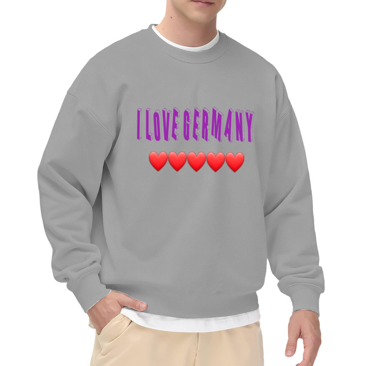 I Love Germany Retro 3D Text Crewneck Sweatshirt | Heart Emoji Travel Pride Pullover, Germany Gift Top