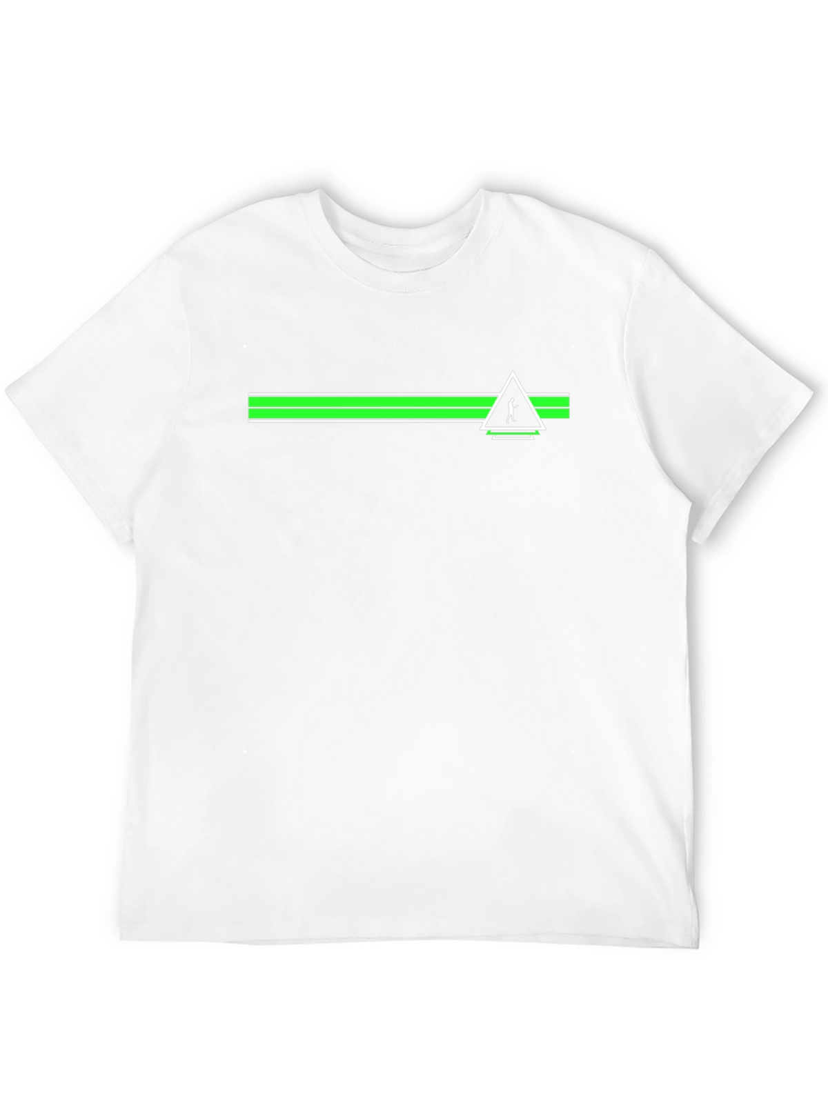 Black T-Shirt with Green Stripe and Figure Triangle Logo