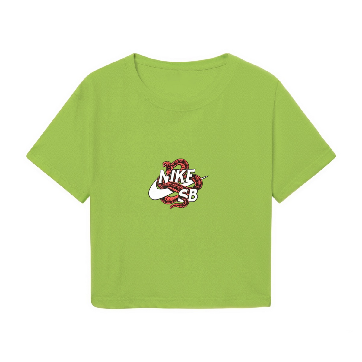 Nike SB Snake Graphic Fresh Green Cropped Top Hip?Hop Streetwear Crop Tee