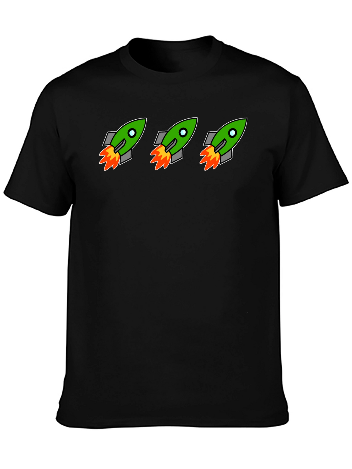 Rocket Launch Graphic Tee - Black Crewneck T-Shirt