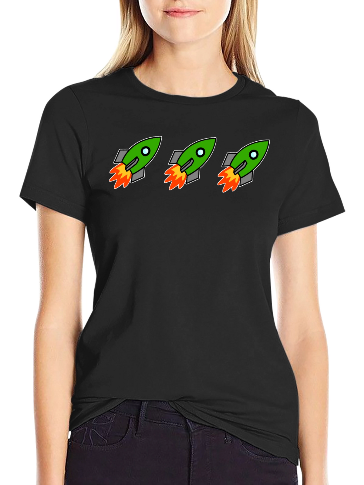 Rocket Launch Graphic Tee - Black Crewneck T-Shirt