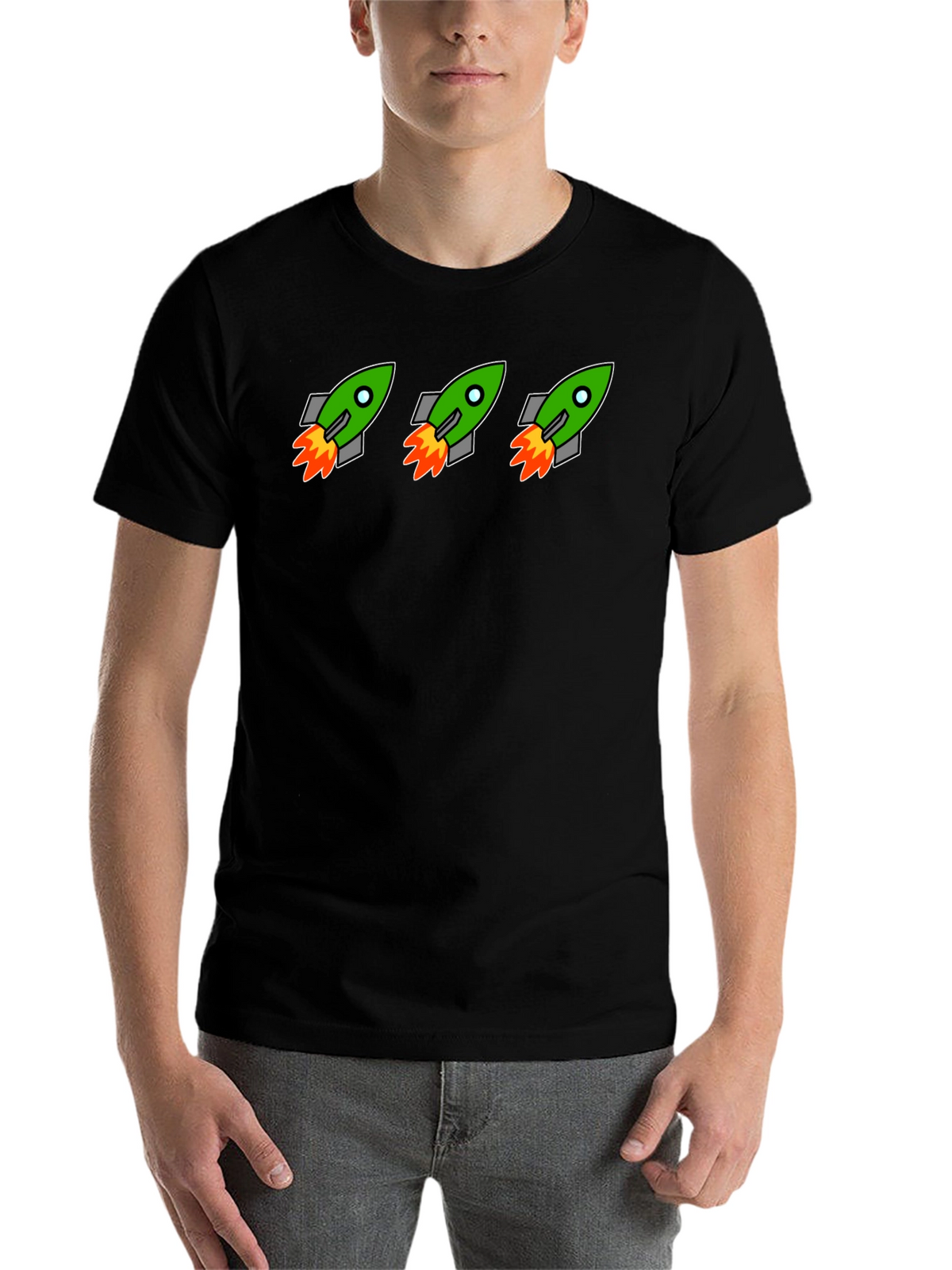 Rocket Launch Graphic Tee - Black Crewneck T-Shirt