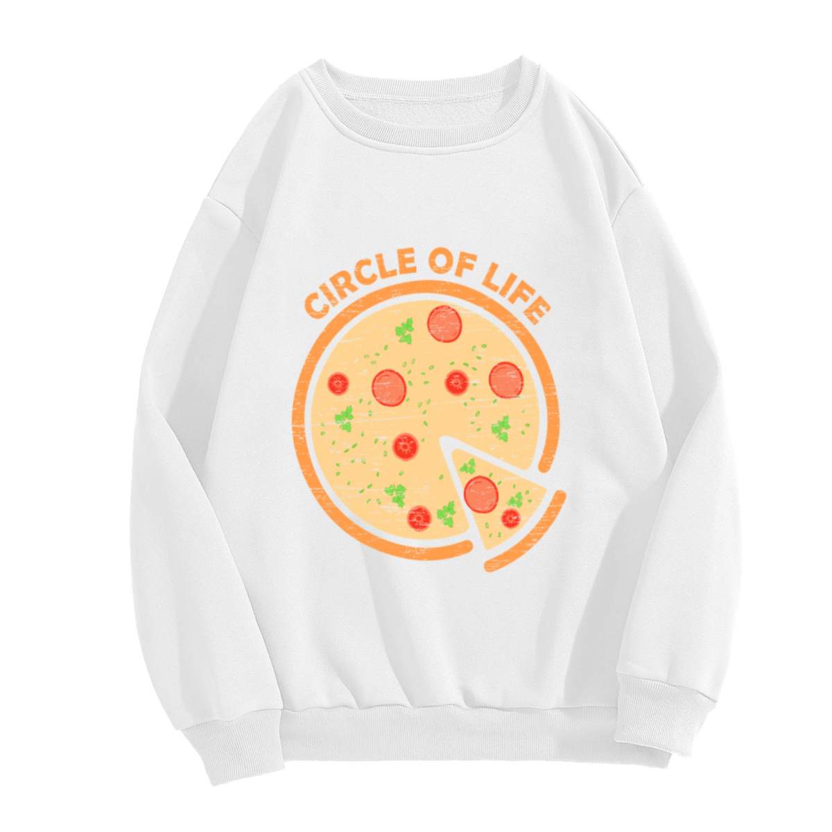 Circle Of Life Pizza Vintage Food Crewneck Sweatshirt | Funny Pepperoni Pizza Pullover, Pizza Lover Gift