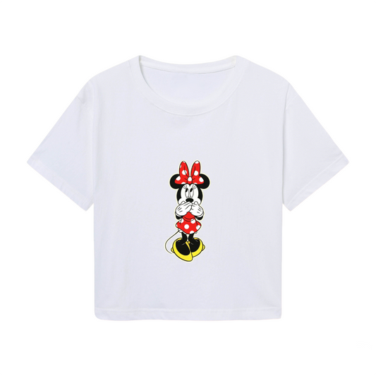 Winking Bow Hello Kitty Pink Crop Top Sweet Casual Short Sleeve Crop Tee
