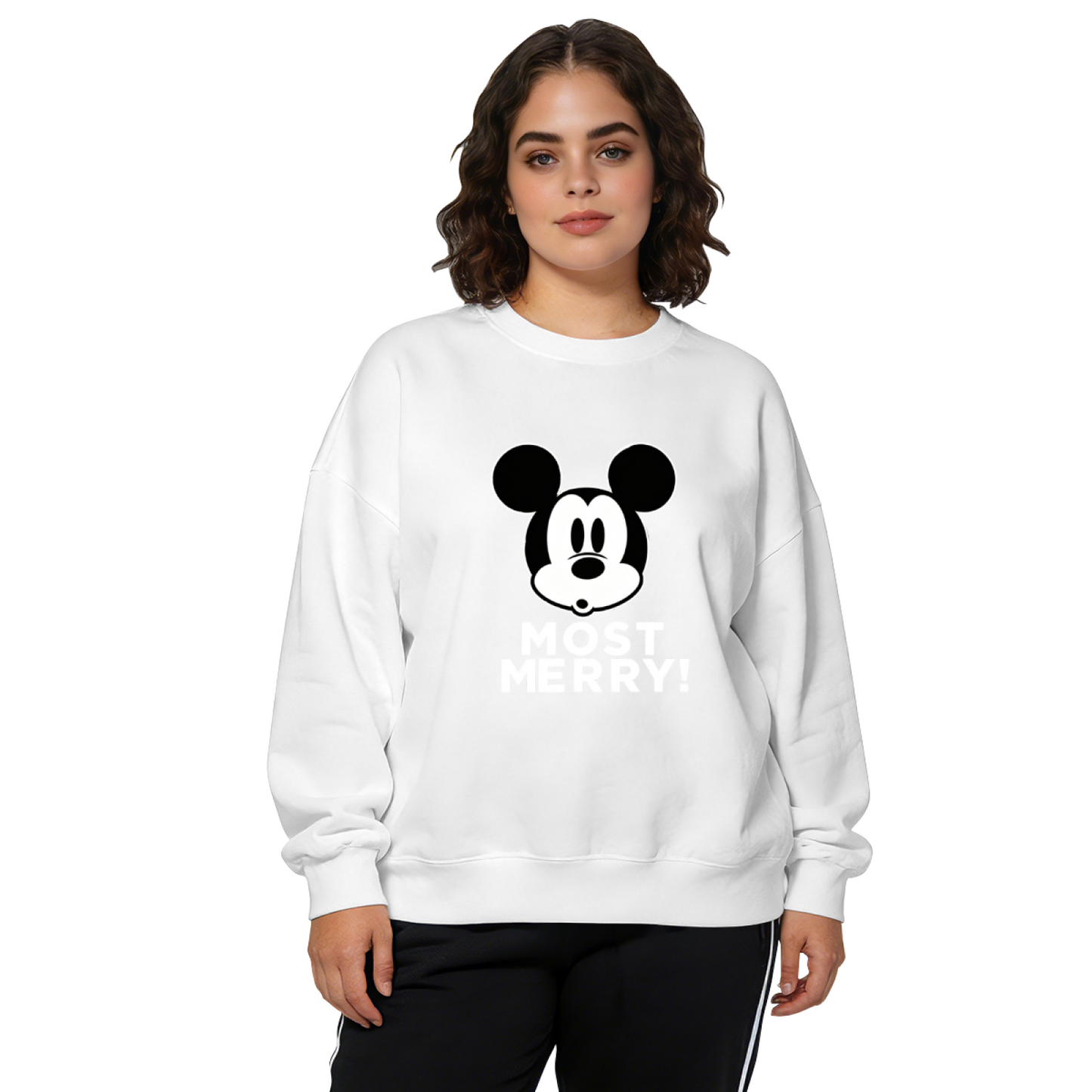 Retro Mickey Mouse Most Merry Graphic Crewneck Sweatshirt