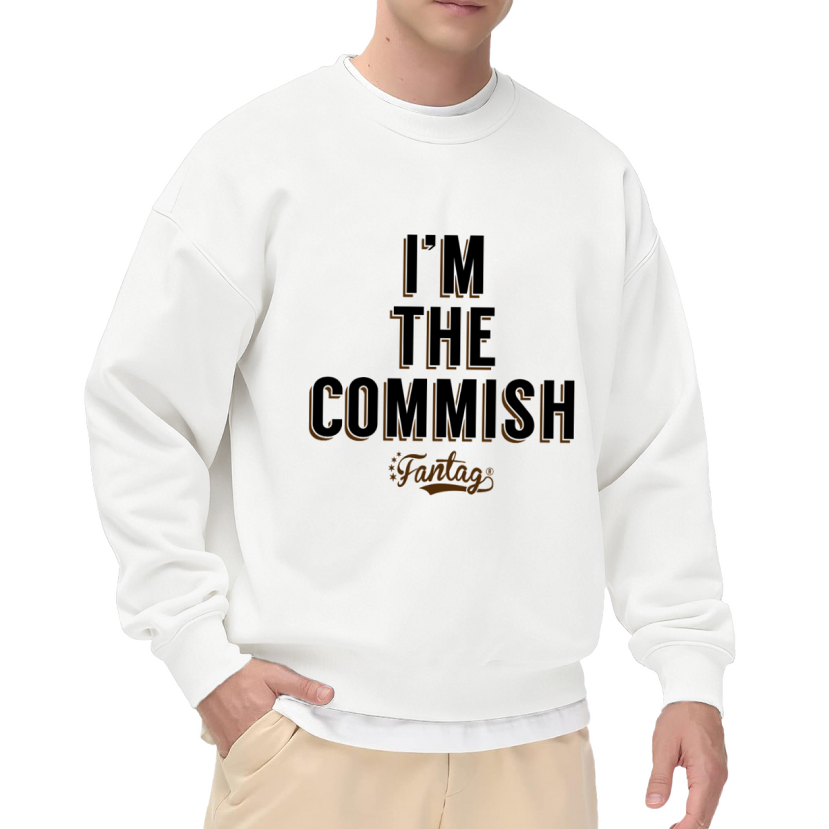 I'm The Commish Fantasy Football Commissioner Crewneck Sweatshirt | Varsity Lettering Pullover, Fantasy Sports Gift