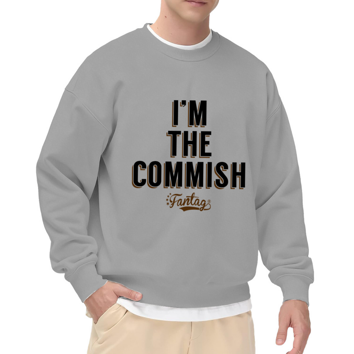 I'm The Commish Fantasy Football Commissioner Crewneck Sweatshirt | Varsity Lettering Pullover, Fantasy Sports Gift