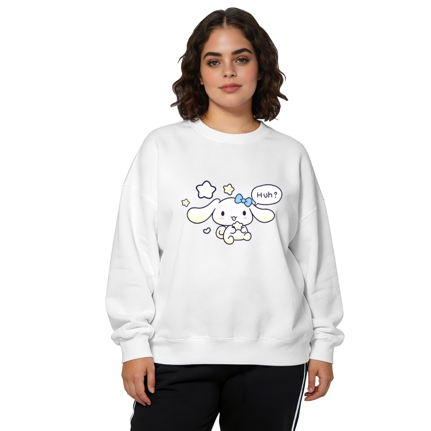 Confused Cinnamoroll Star Accent Kawaii Crewneck Sweatshirt