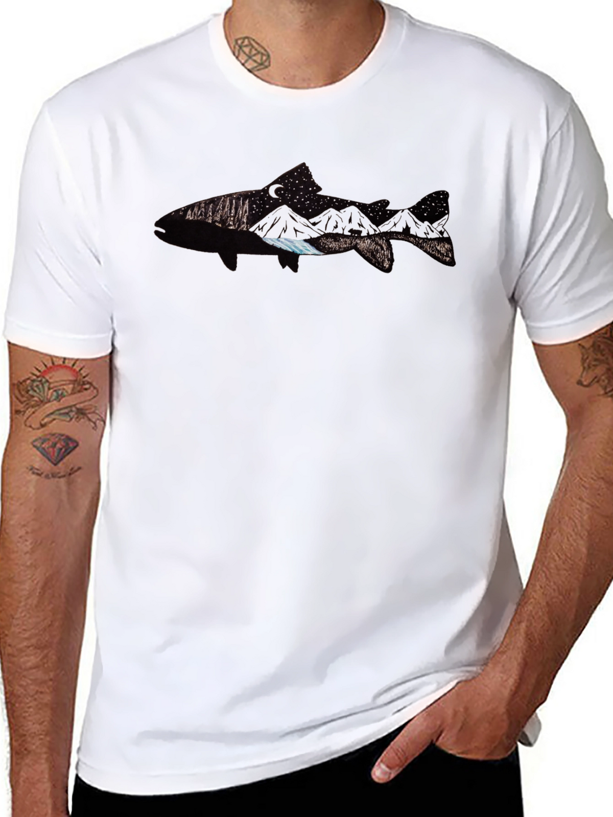 Fish Graphic Tee - Black Cotton Blend